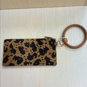 Cow Print Wristlet with Ring Handle